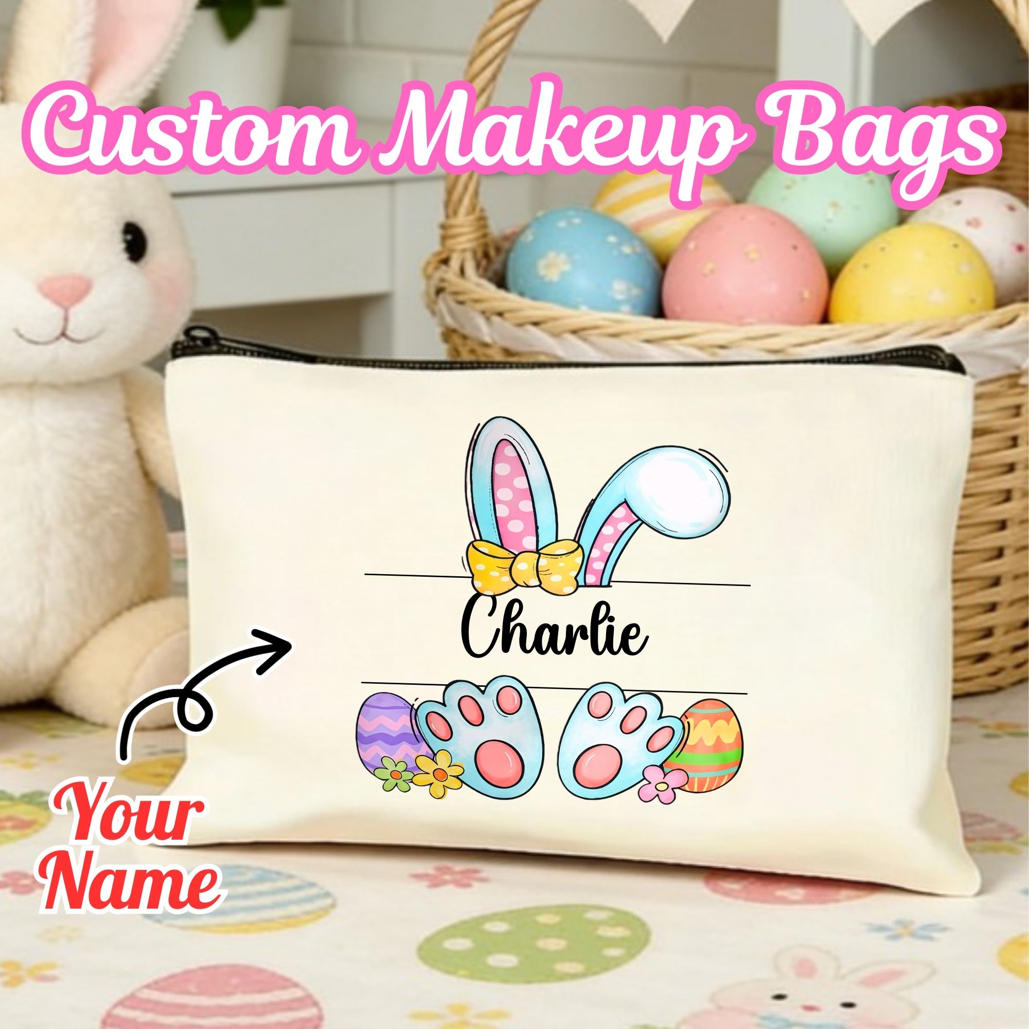 Kids Toys Logo - Bolsa de maquillaje personalizada con nombre
