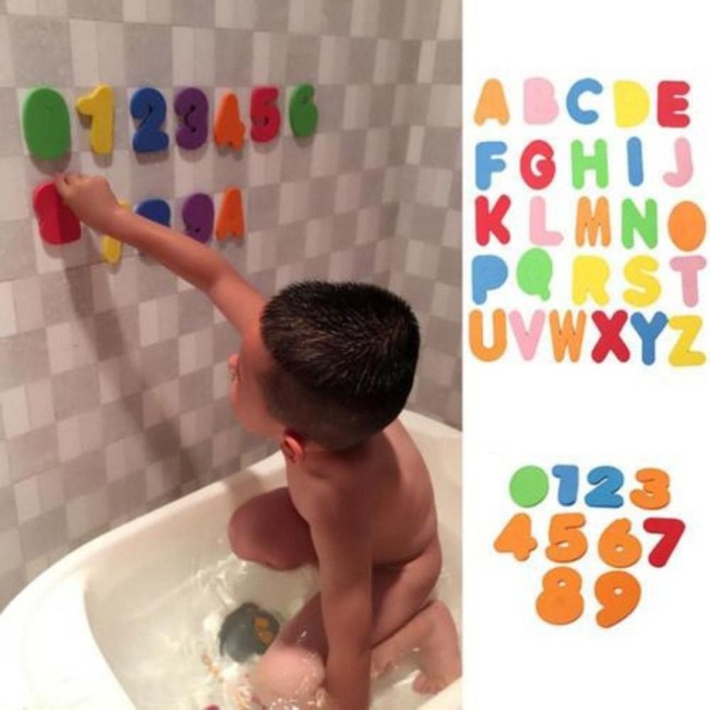 Bath Letter Number Foam - Juego de pegatinas de 36 Uds