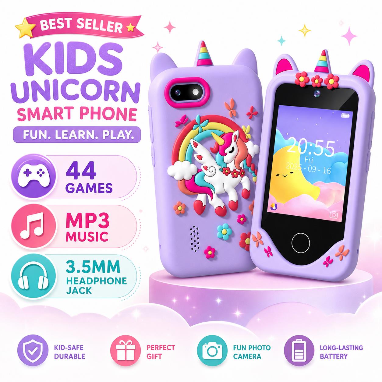 Kids Toys Smartphone - Teléfono de juguete inteligente para niños