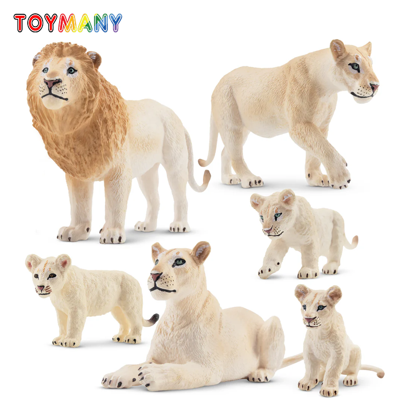 Kids Toys Under $5 - 6 uds simulación León blanco familia
